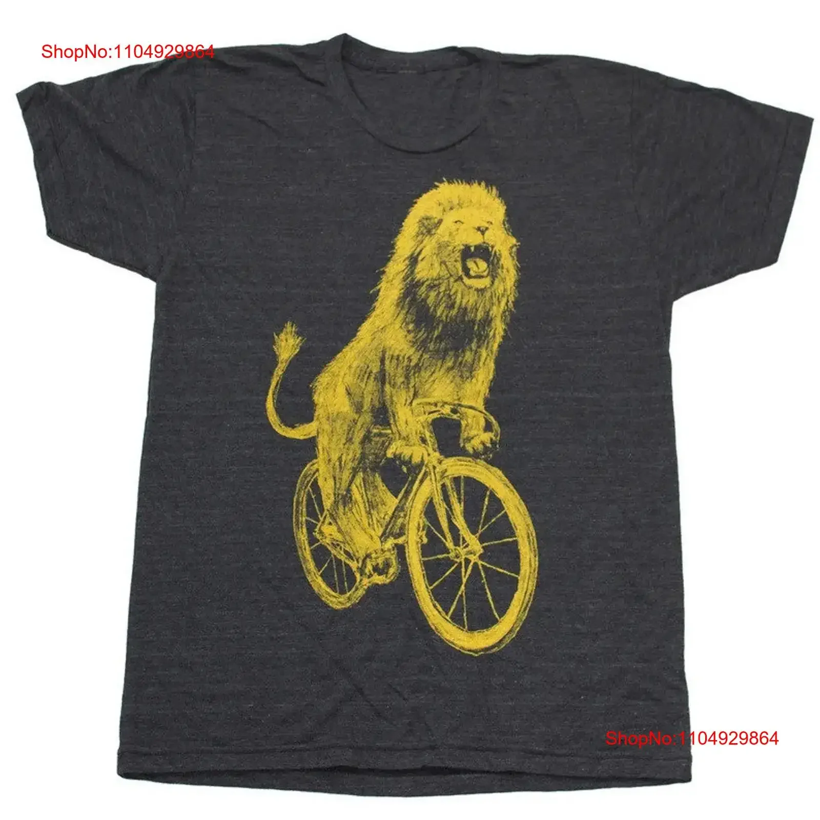 Camiseta con estampado de León en bicicleta para hombre, Tri Blend, hecha a mano, talla xs xxl, el mejor vendedor, artículo vendido para él, lavado vintage