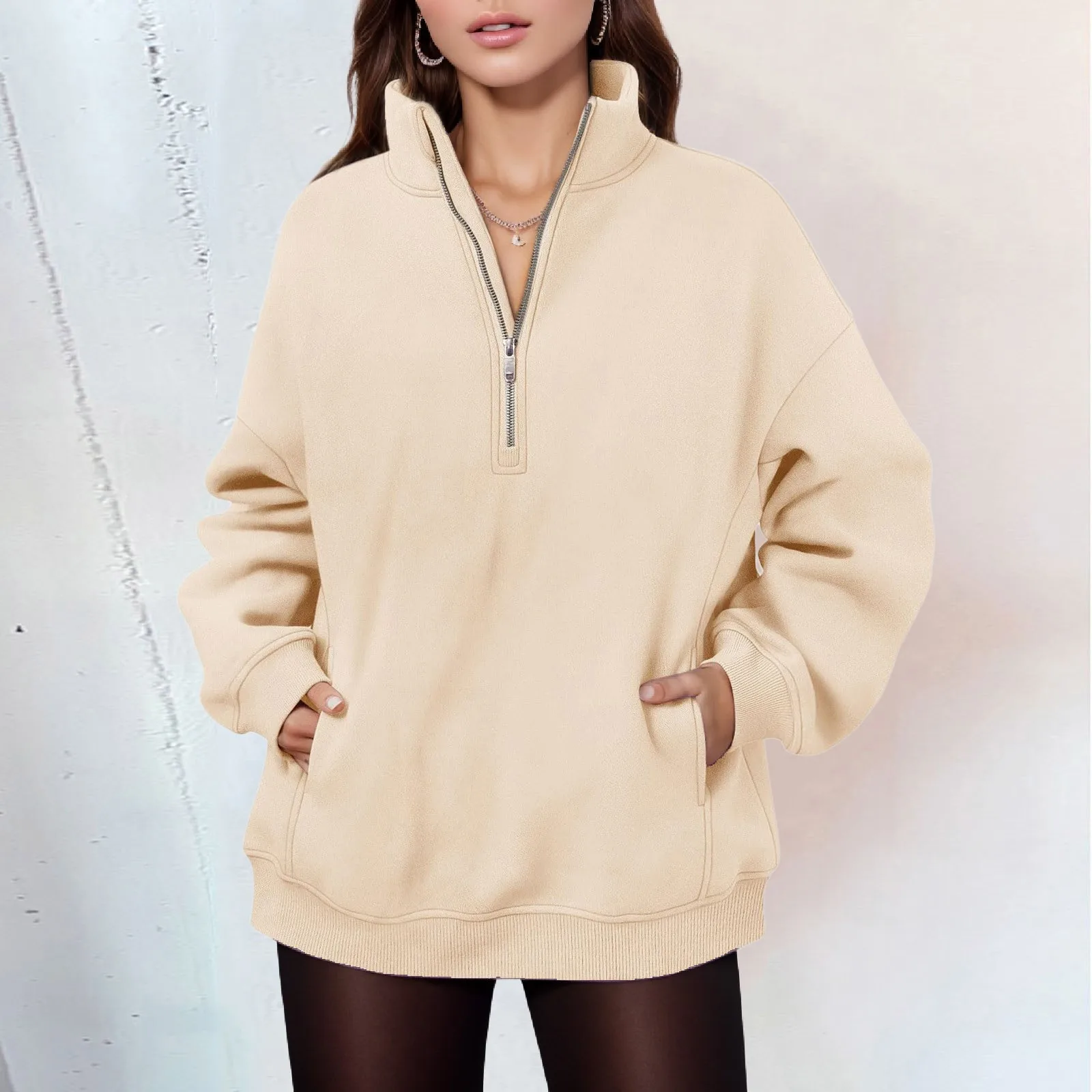 

Zipper Women's New In Hoodies Solid Loose Long Sleeve Pullover Sweatshirt Casual Y2k Streetwear Tracksuit Clothing Women Hoody