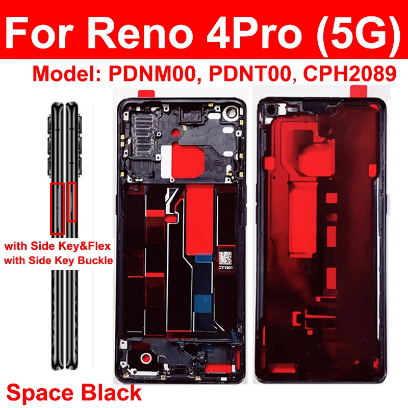 For OPPO Reno 4 Pro 4pro 5G Middle Frame Housing Middle Cover Back Cover Battery Door Housing Replacement Parts