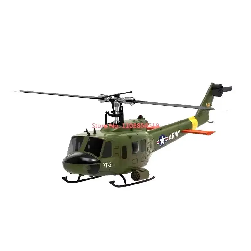 Yuxiang f07 huey uh1d helicóptero de controle remoto realista seis canais 3d dublê helicóptero alta simulação modelo aeronave brinquedo gif