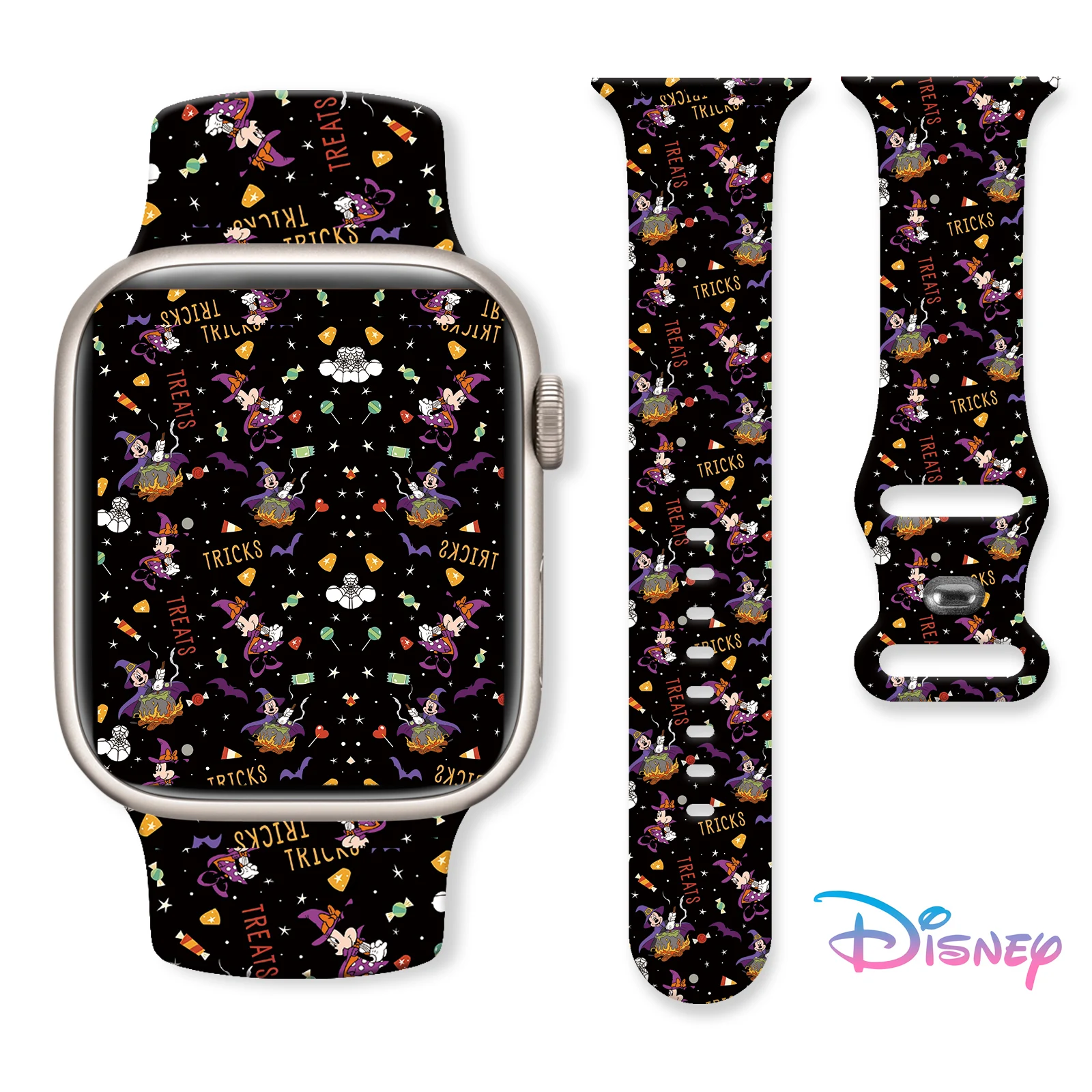 Disney-Correa de silicona con estampado de Halloween para Apple Watch, pulsera reemplazable de 45mm, 44mm, 42mm, 41mm, Mich, 9, 8, 7, SE, 6