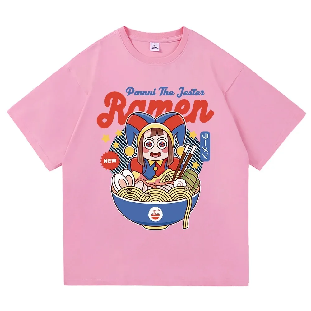 kids Amazing Digital Circus Jax Ramen T-shirt, Fashionable and Fun Caine Pomni T-shirt, Unisex Cute Rabbit Noodle Cotton T-shirt