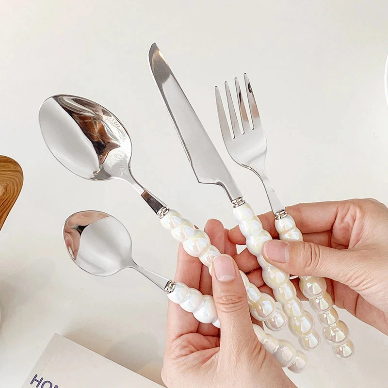 16 قطعة مجموعة أدوات المائدة اللؤلؤ Ins نمط الإبداعية هدية للمنزل أدوات المائدة الزفاف أدوات المائدة الجدول لوازم الديكور الزفاف المفضلة #2