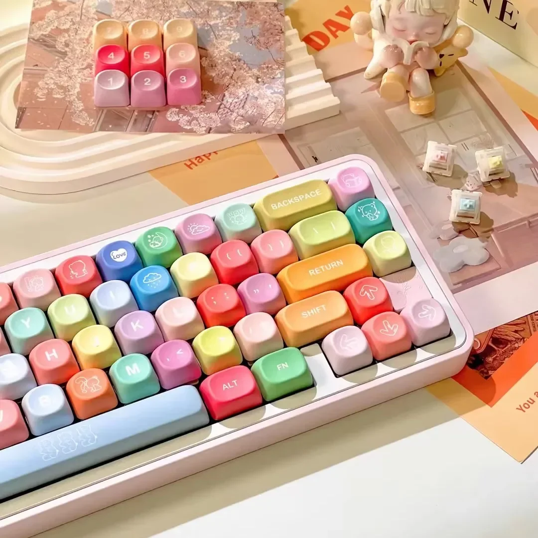 Gummy Bear Keycaps MOA Height Keycaps PBT Five-Sided Sublimation Opacity Customized Mechanical Keyboard Keycaps