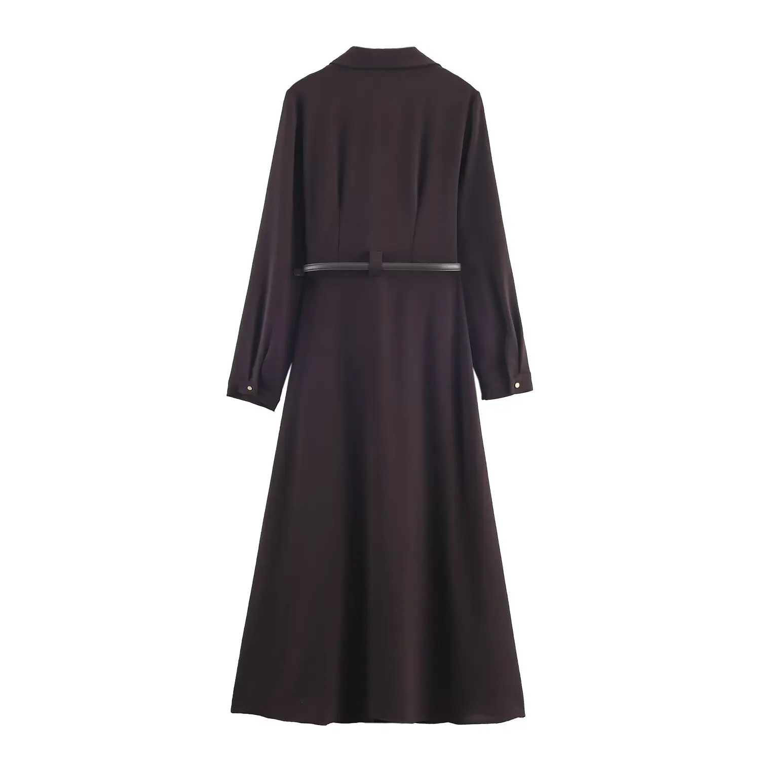 فستان قميص ريترو لخريف وشتاء 2025 فستان ضيق للحفلات فستان نسائي أنيق غير رسمي بلون واحد