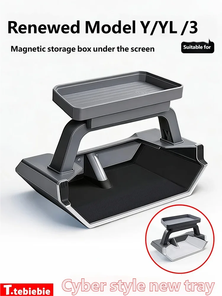 

For Tesla Model YL Y 3 2026 2025 Tray Magnetic Under Screen Hidden Storage Box Model 3 Magnetic Screen Box Accessories