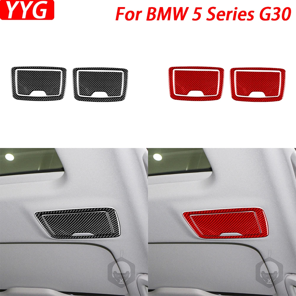 

For BMW 5 Series G30 2016-2022 Real Carbon Fiber Rear Roof Cosmetic Mirror Panel Trim Cover Car Interior Accessories Sticker