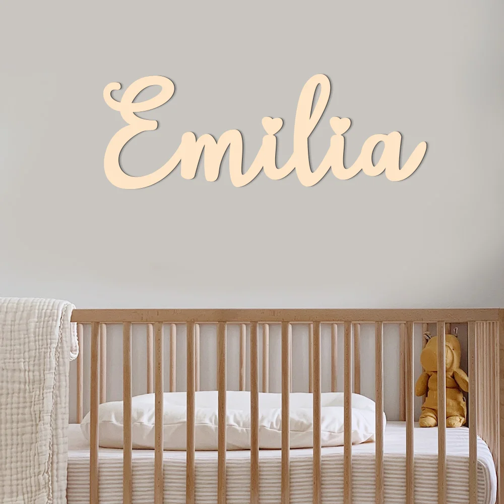 Letrero de Madera Personalizado con Nombre, Decoración de Pared para Cuarto de Bebé, Letrero de Madera Seguro e Inofensivo con Palabras, Letrero de Madera con Nombre para Cuarto de Bebé, Regalo para Niños