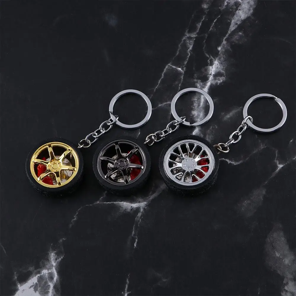 Funny Car Key Chain Creative Bag Pendant Brake Discs Key Ring Simulation Tire RIM Wheel Keyring Car Wheel Keychain