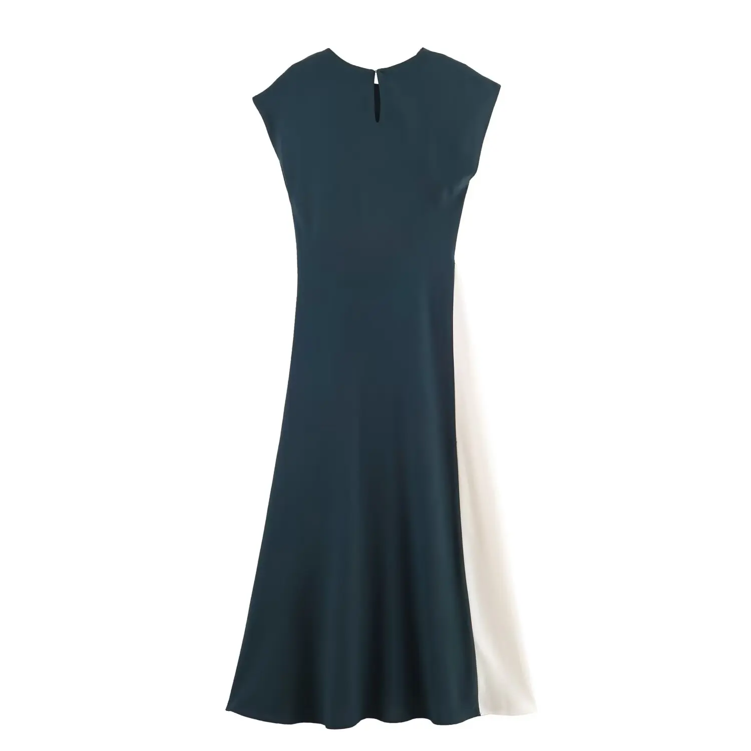 Frauen Kontrast Farbe Design Mode Sexy Schulter Länge Rock Slim Fit Elegante Midi Kleid Dame High Street Datum Party Kleid