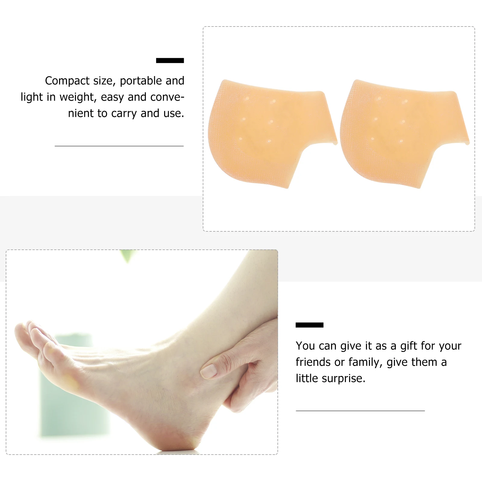 

5 Pairs Gel Heel Protectors Cushioning Cracked Feet Moisturizing Socks Foot Care Tools Shoe Pads Guards Portable