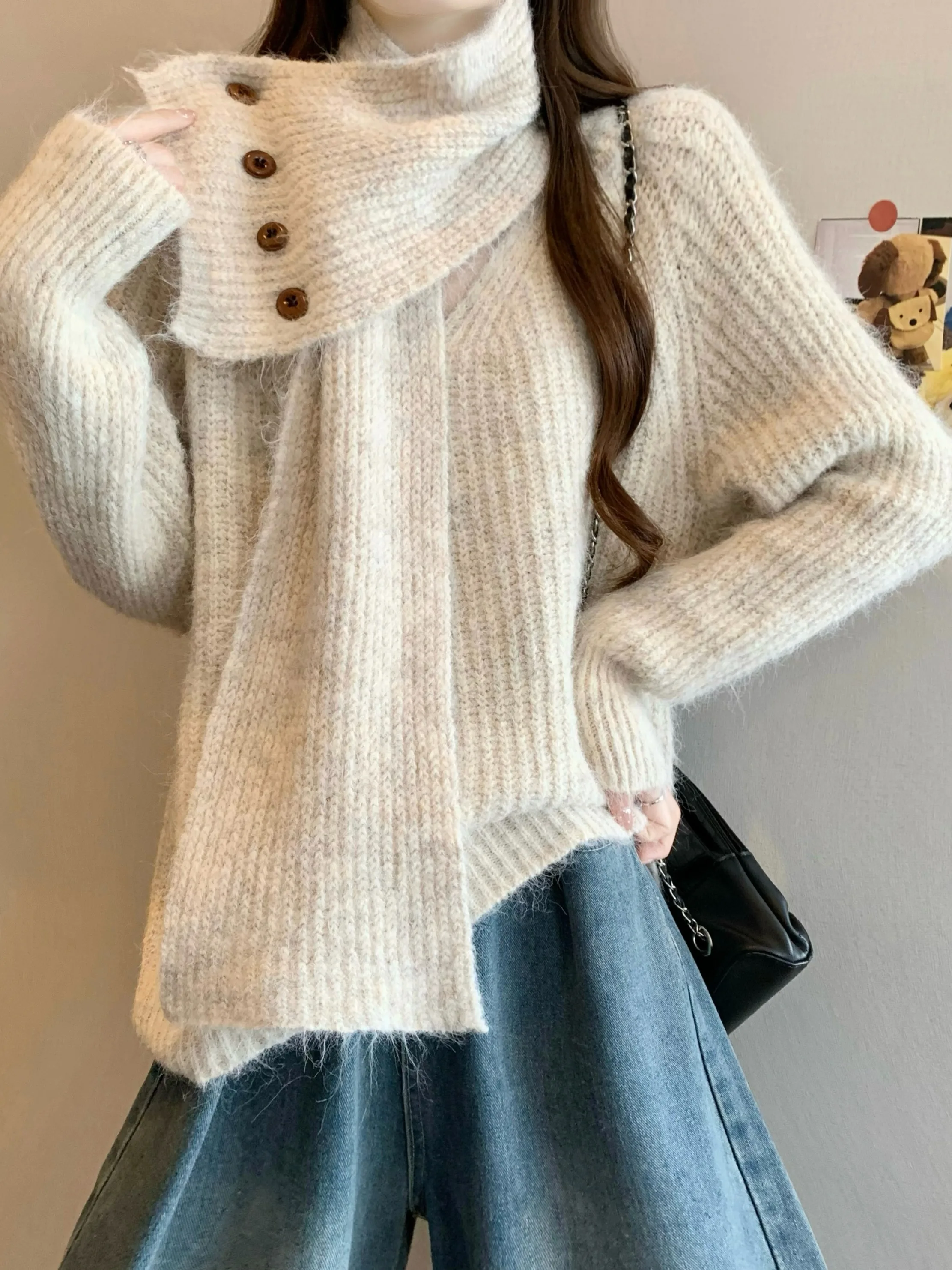 Soft Cozy Knitted Sweater Women's Loose Fit Autumn Winter Pumpkin Orange Unique Sli Ne Warmer Thi Top Ciwalk Sle