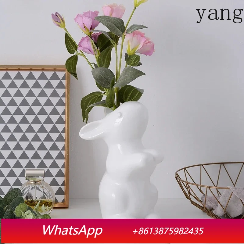 

Nordic Creative ceramics vase rabbit lovely Flower arrangement Simulated animal Modern home Decorative ornaments Children's room