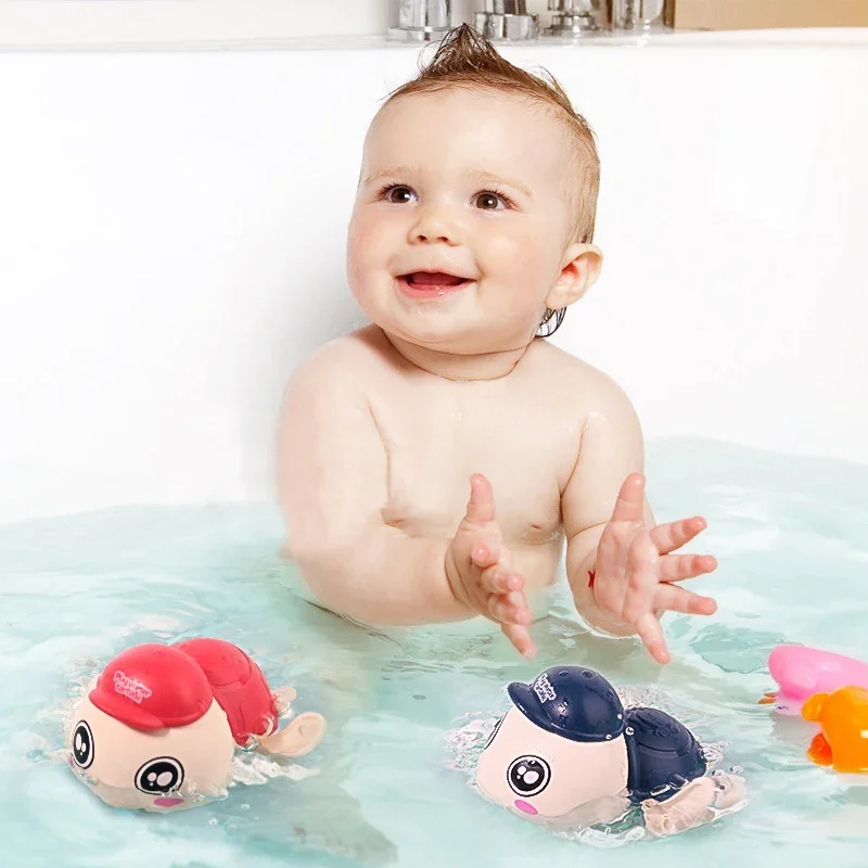 Bath toys Cute Cartoon Animal Tortoise Classic Baby Water Toy Infant Swim Turtle Wound-up Chain Clockwork Kids Beach Toys