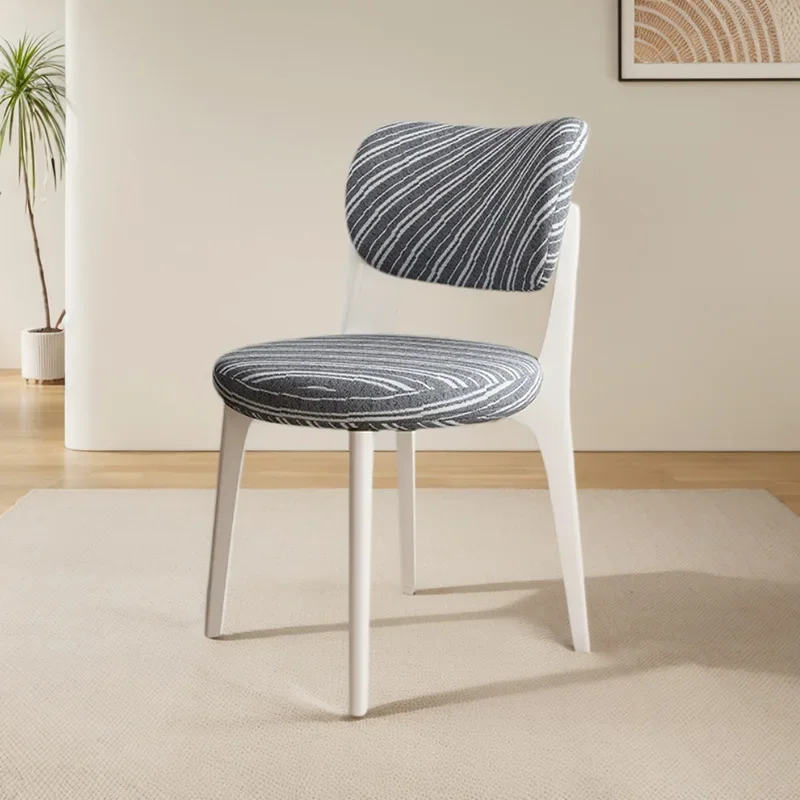 DSA solid wood dining chair cream dining table and chairs cotton linen home backrest restaurant hotel retro chair