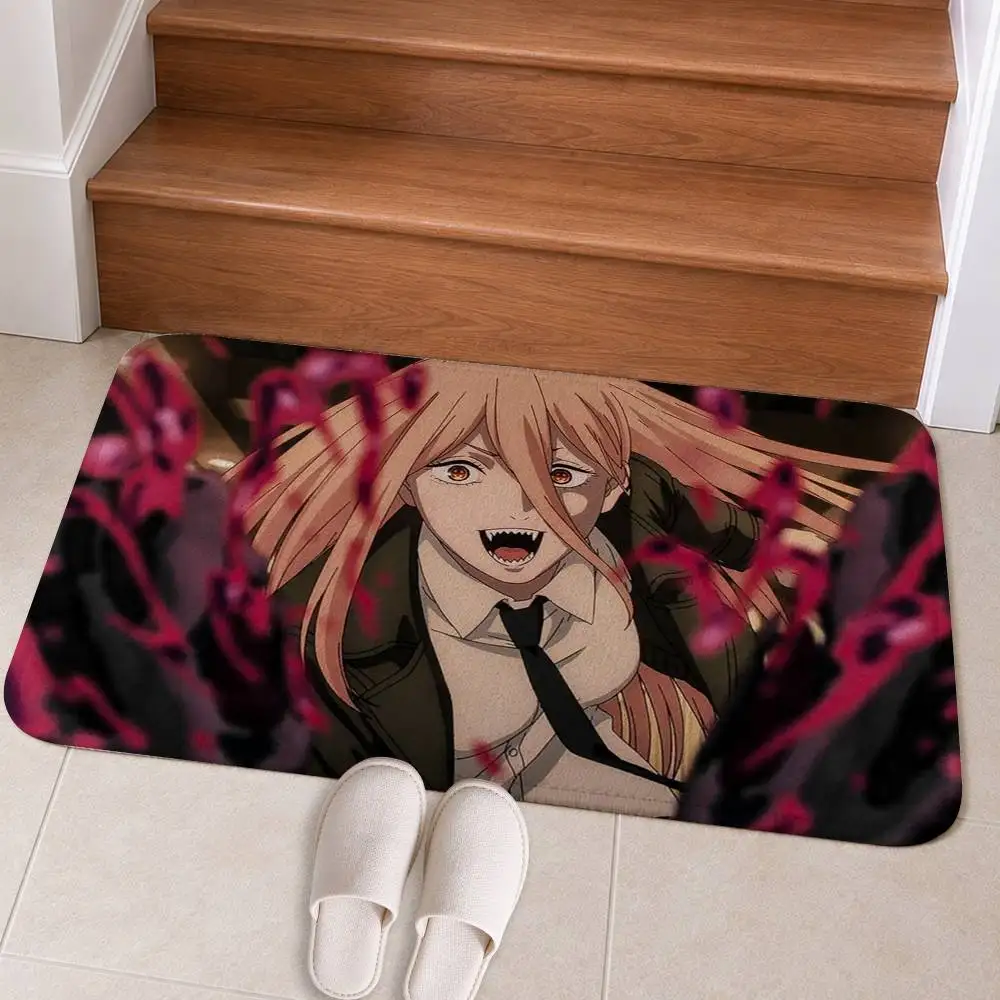 M-Makima Anime Chain-Saw MAN Short Plush Bathroom Door Mat, Hallway Decor Rug, Home Entry Welcome Floor Mat