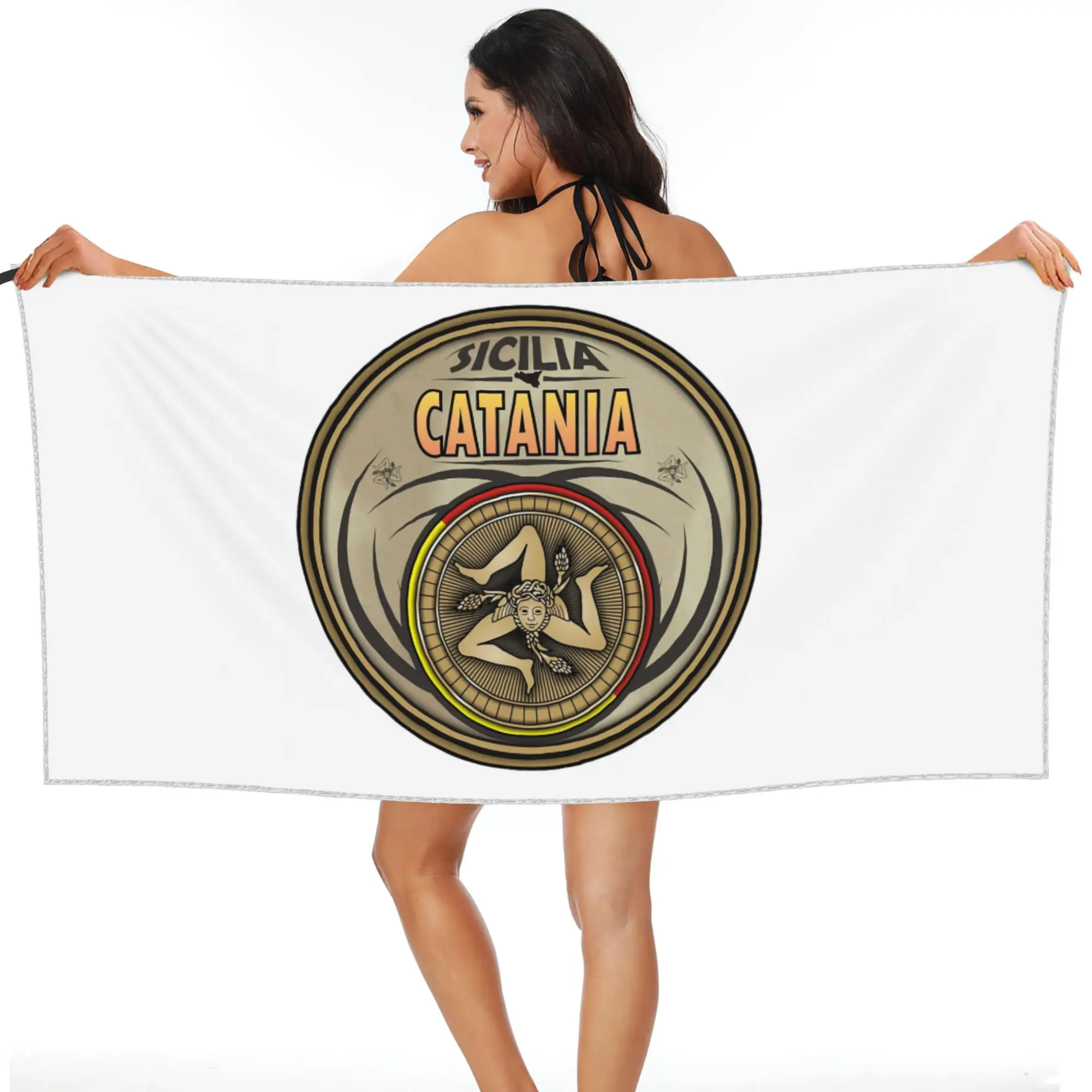 

Catania Sicilia Sicily trinacria symbol Beach Towel Soft Microfiber Quick Dry Absorbent Quick Towels For Swimming