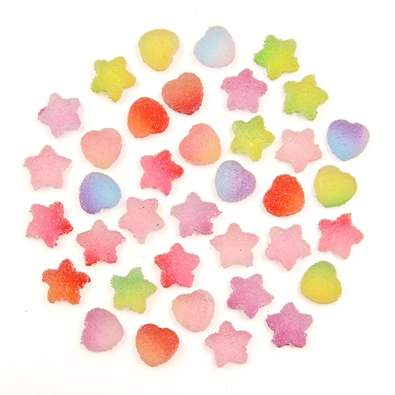 50Pcs Resin Emulation Candy Star & Heart DIY Craft Accessories