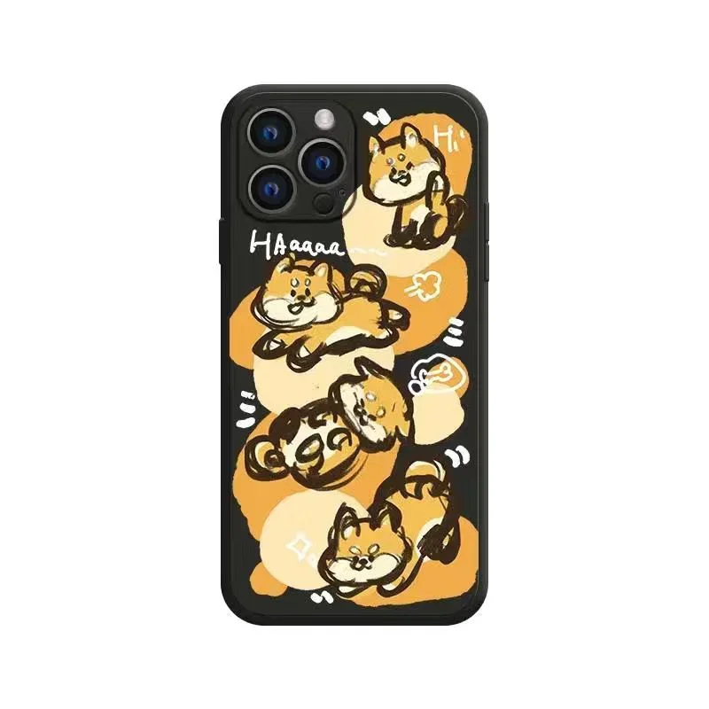 Funny Dog Phone Case For iPhone 15 11 12 14 13 Pro Max Mini XSMax XR SE 7 8 Plus Shiba Inu Maguire Dogs Wolfhound Silicone Cover