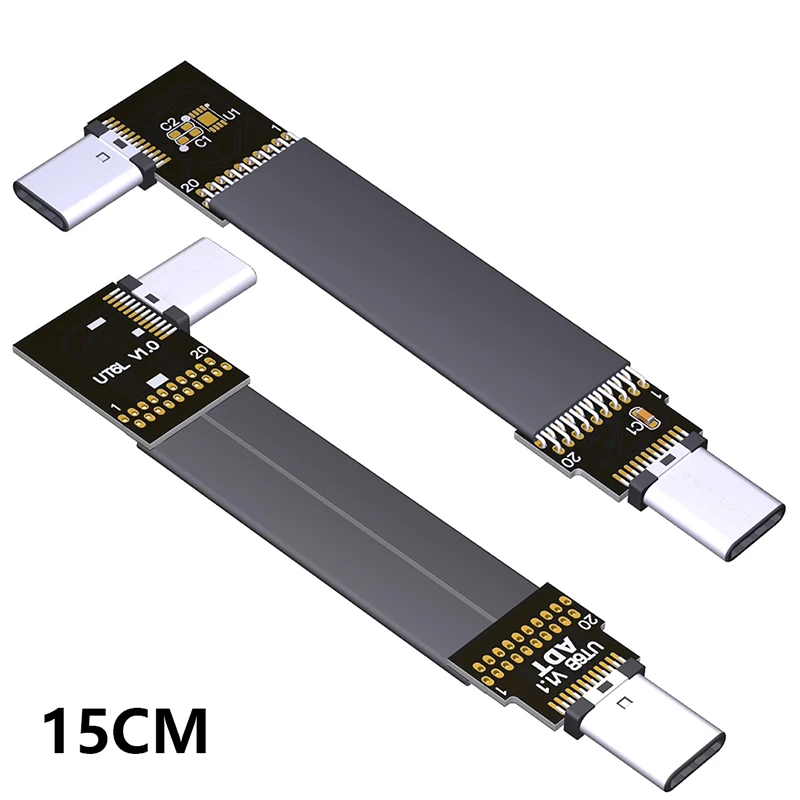 

15cm USB C Male to Male Cable Angle to Flat Angle without IC USB 3.2 Type-C to USB-C Gen2x2 20Gbps for Data&Charging