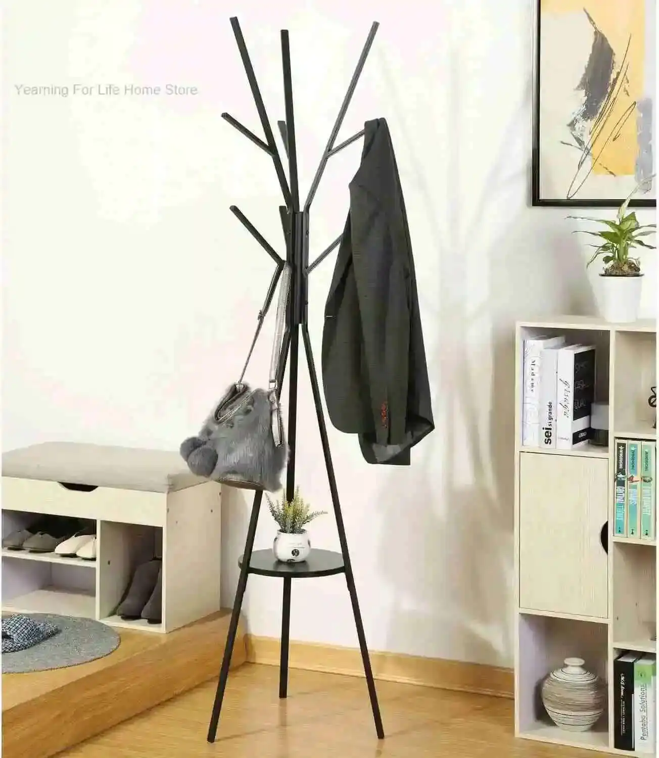 

Formwell Coat Rack Hat Free Standing Display Hall Tree Metal Hat Hanger Garment Storage Holder with 9 Hooks for Clothes Hat