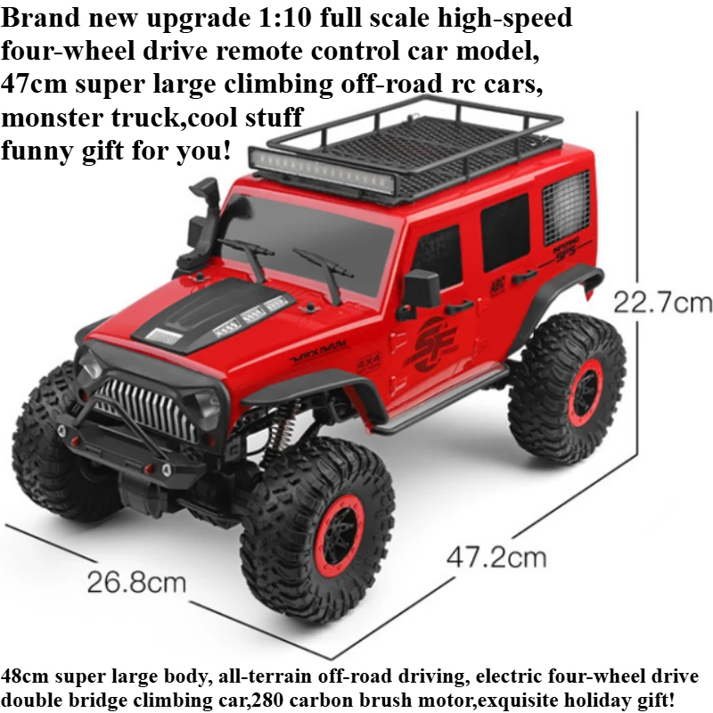子供用リモコンカートラック,1:10スケールの高速オフロード車,4x4, 48cm合金,モンスタートラック,おもちゃ,ギフトセット,新品