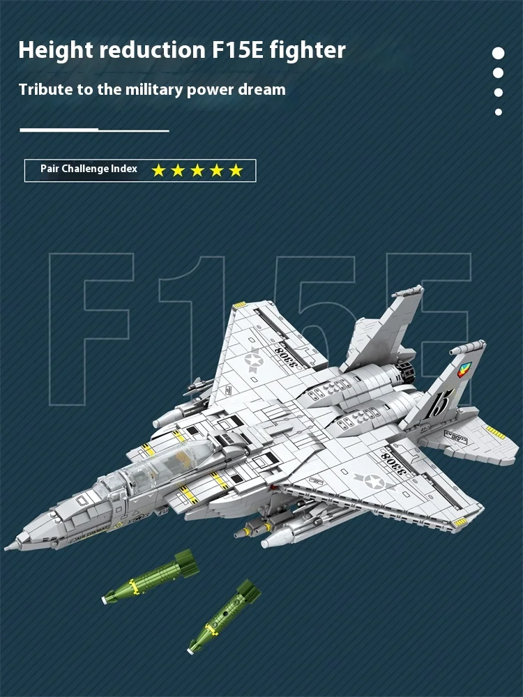 MOC Military 2216PCS F15E Strike Eagle Fighter Aircraft Building Blocks Bricks Toys for boy adult