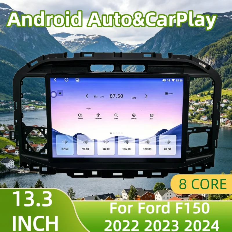 

Android Auto CarPlay 13.3" Car Radio Stereo For Ford F150 F-150 2022 2023 2024 Screen Multimedia Player GPS Navigation Head Unit
