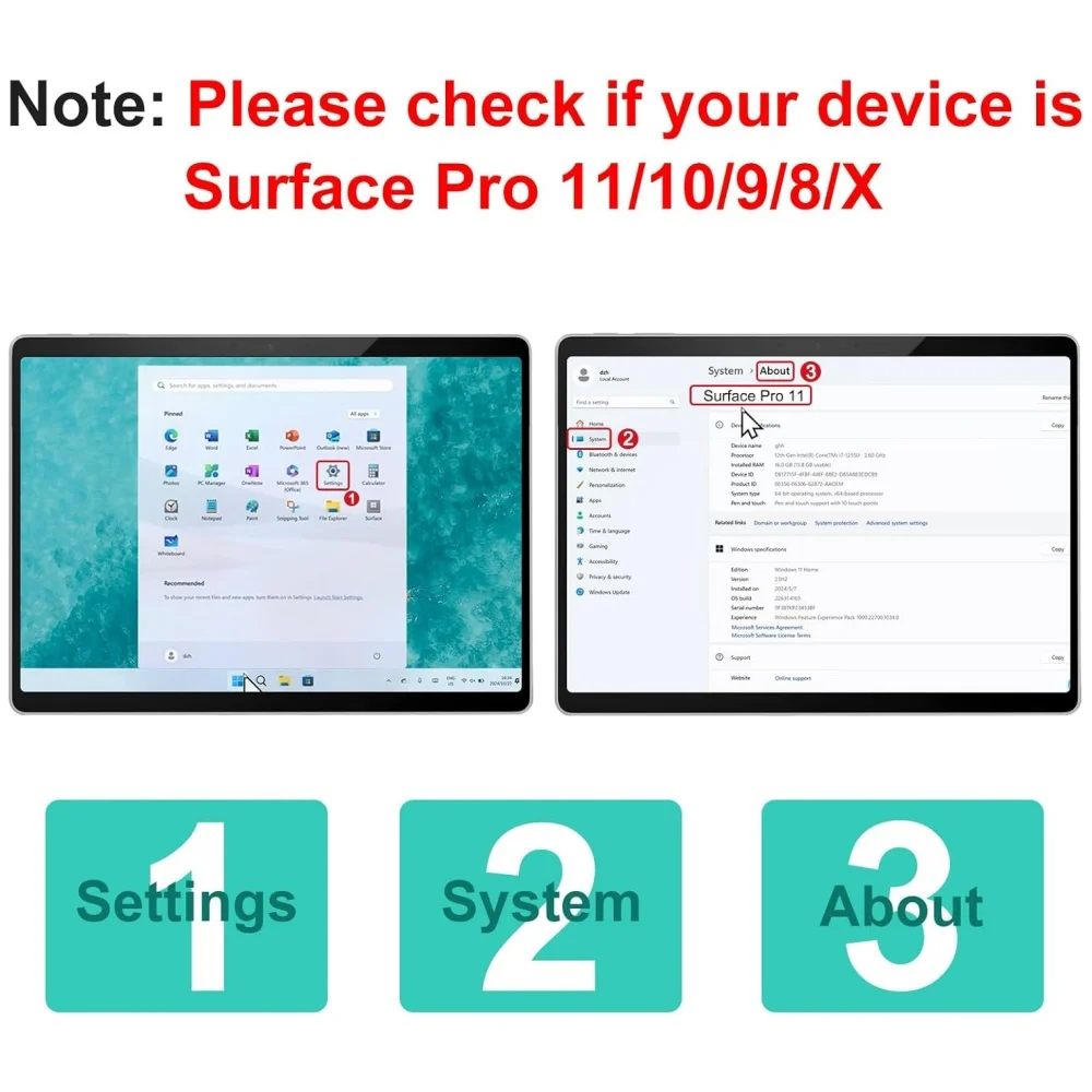 Bluetooth Touchpad Backlit Keyboard Cover for Microsoft Surface Pro 11 2024 10 9 8 X Wireless Keyboard for Surface Pro11 10 9 8