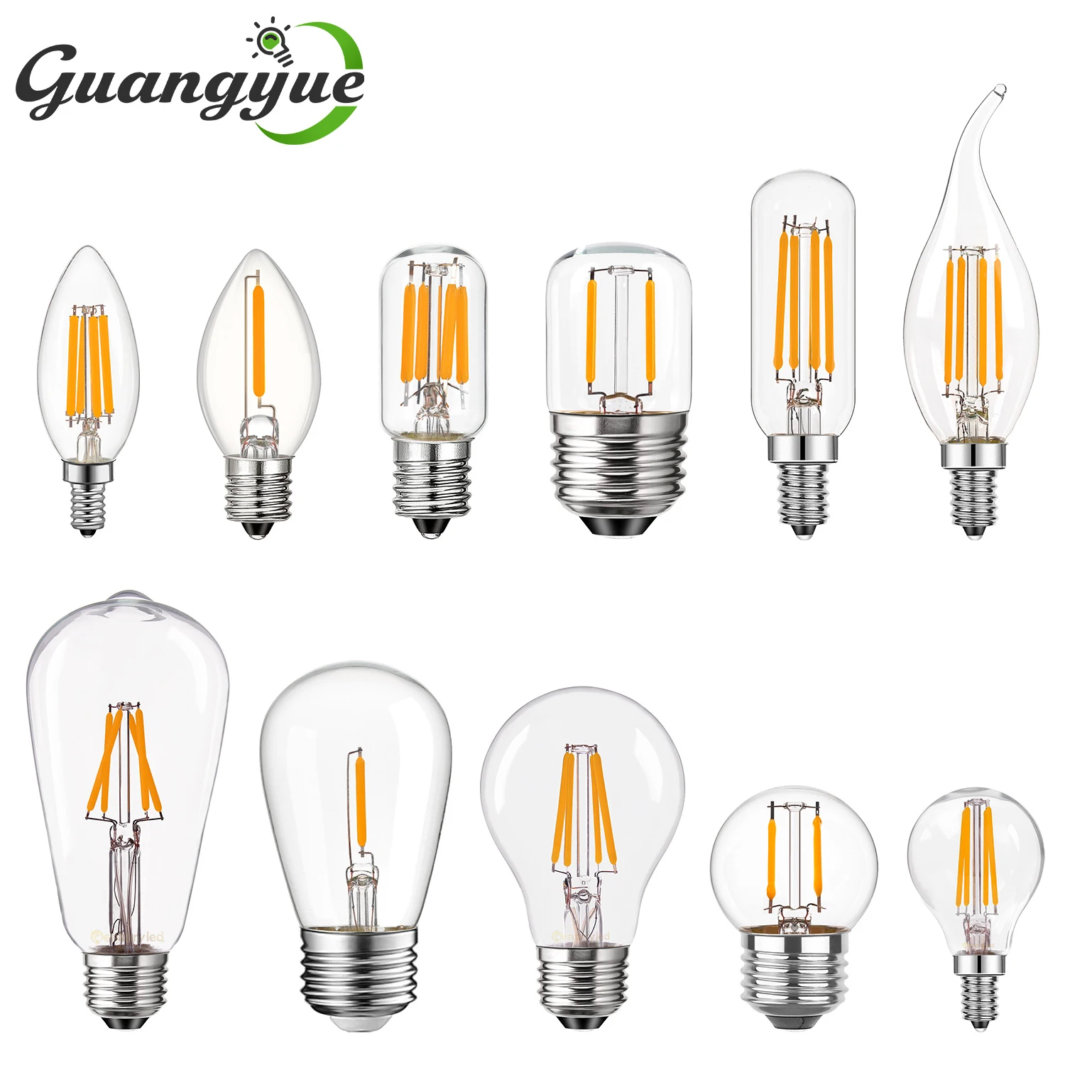 E14 E27 Retro LED Lampadina 220V Vintage Edison LED Lampadine a filamento E12 B22 Bianco caldo Lampada di illuminazione in vetro trasparente Decorazione della stanza