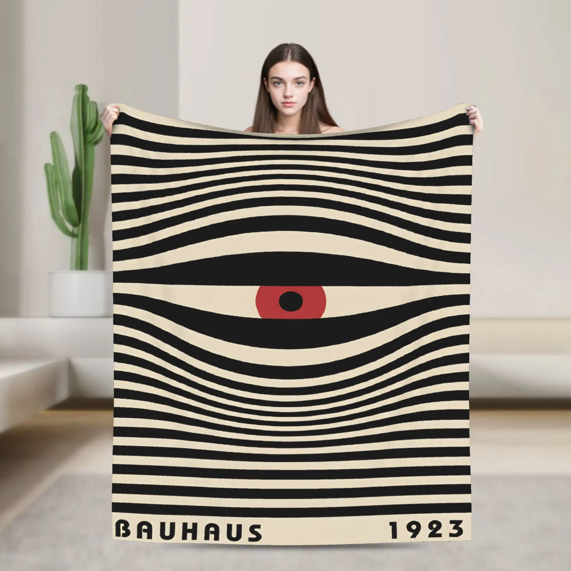 Bauhaus Eye 1923 Soft Blankets  Students Plush Throw Blanket Graphic Bedroom Flannel Bedspread Sofa Bed Cover