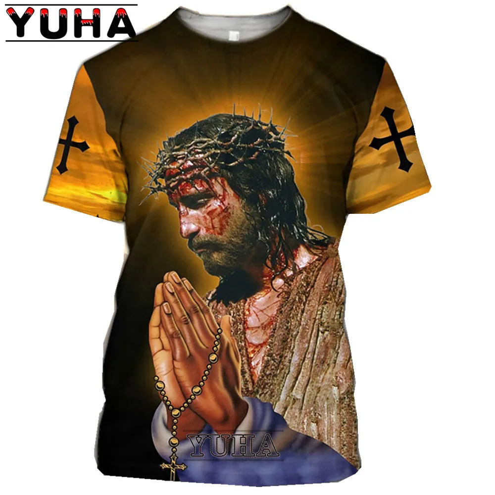 Mannen Jezus Christus 3D Print T-shirts Mannen Vrouwen Zomer Mode Toevallige Korte Mouwen Cool T-shirt Harajuku Streetwear Oversized Tops