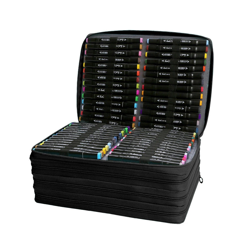 168 Slots Marker Pen Organizer Bag Large Capacity Marker Case Detachable Shoulder Strap Storage Bag Art Supply for Artists