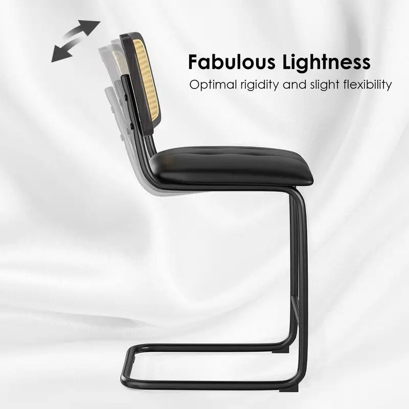 ชุดเก้าอี้บาร์สูงระดับเคาน์เตอร์ 2 ตัว หุ้มด้วยหนัง PU พร้อมพนักพิงหวาย เก้าอี้บาร์ไร้ที่วางแขนขนาด 24 นิ้ว สำหรับเคาน์เตอร์ครัว