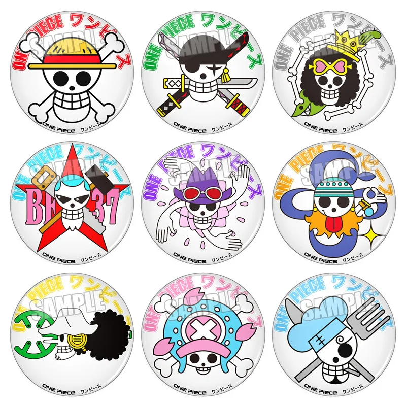 Hot One Piece Anime Merchandise Luffy Zoro Sanji Pirate Flag Badge Brooch Pin Button B Badge Cosplay Collection Gift for Fans