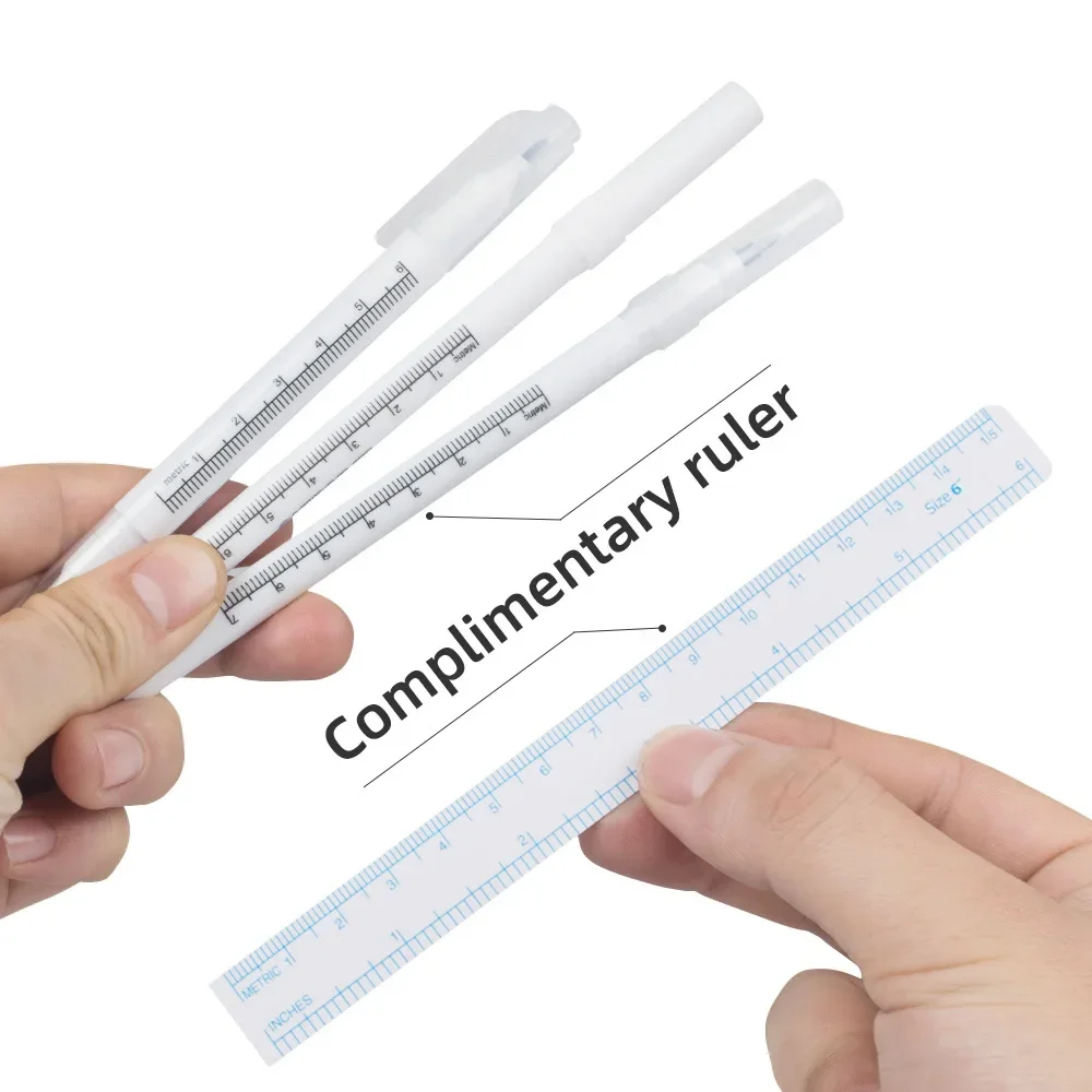 Surgical Skin Marker Double Headed for Eyebrow Skin Marker Pen Tattoo Skin Marker Measure Measuring Ruler Set