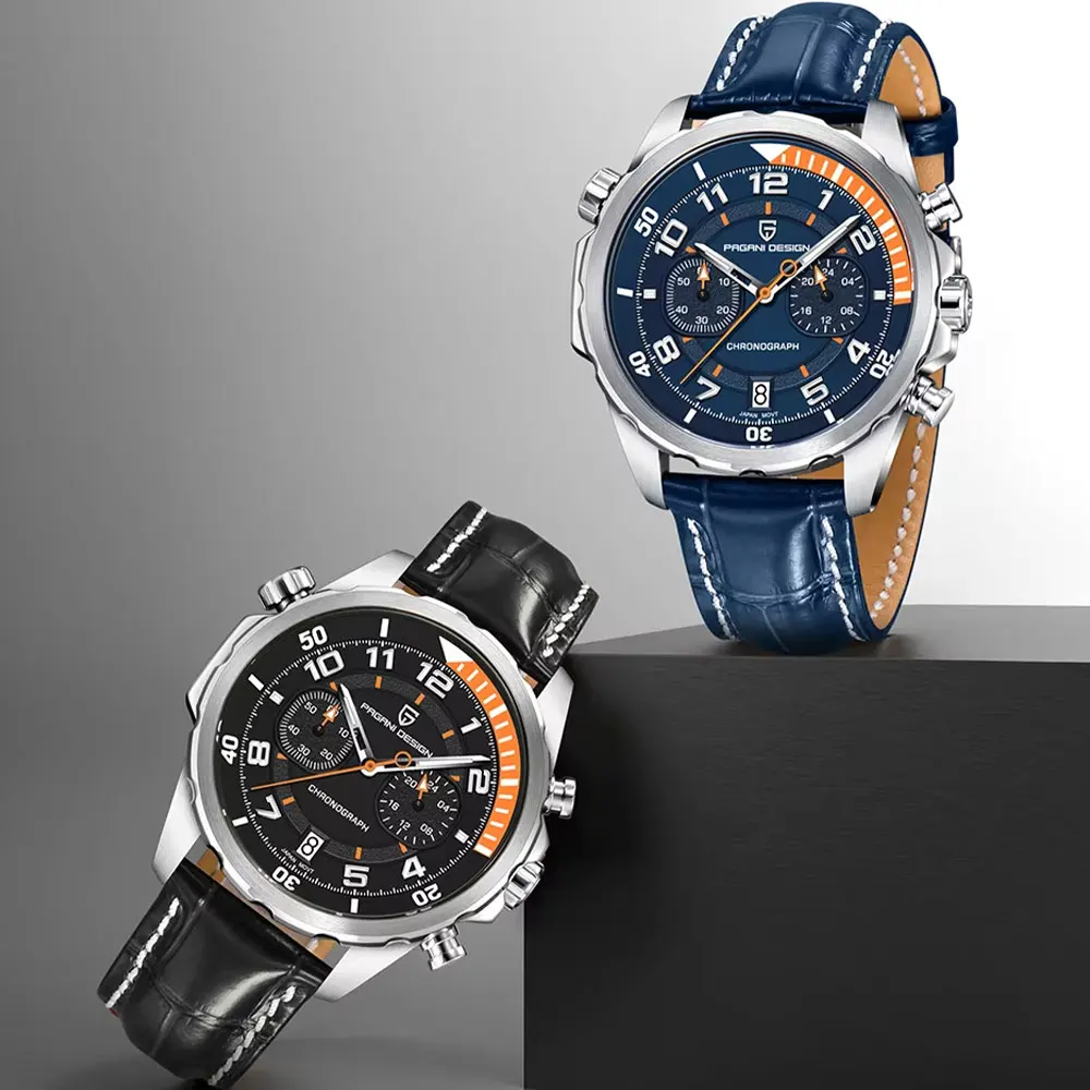 PAGANI تصميم جديد 44 مللي متر ساعة كوارتز VK64 ساعة يد رجالي متعددة الوظائف كرونوغراف العلامة التجارية الأعلى 50 متر مقاوم للماء الساعات الرجال هدية