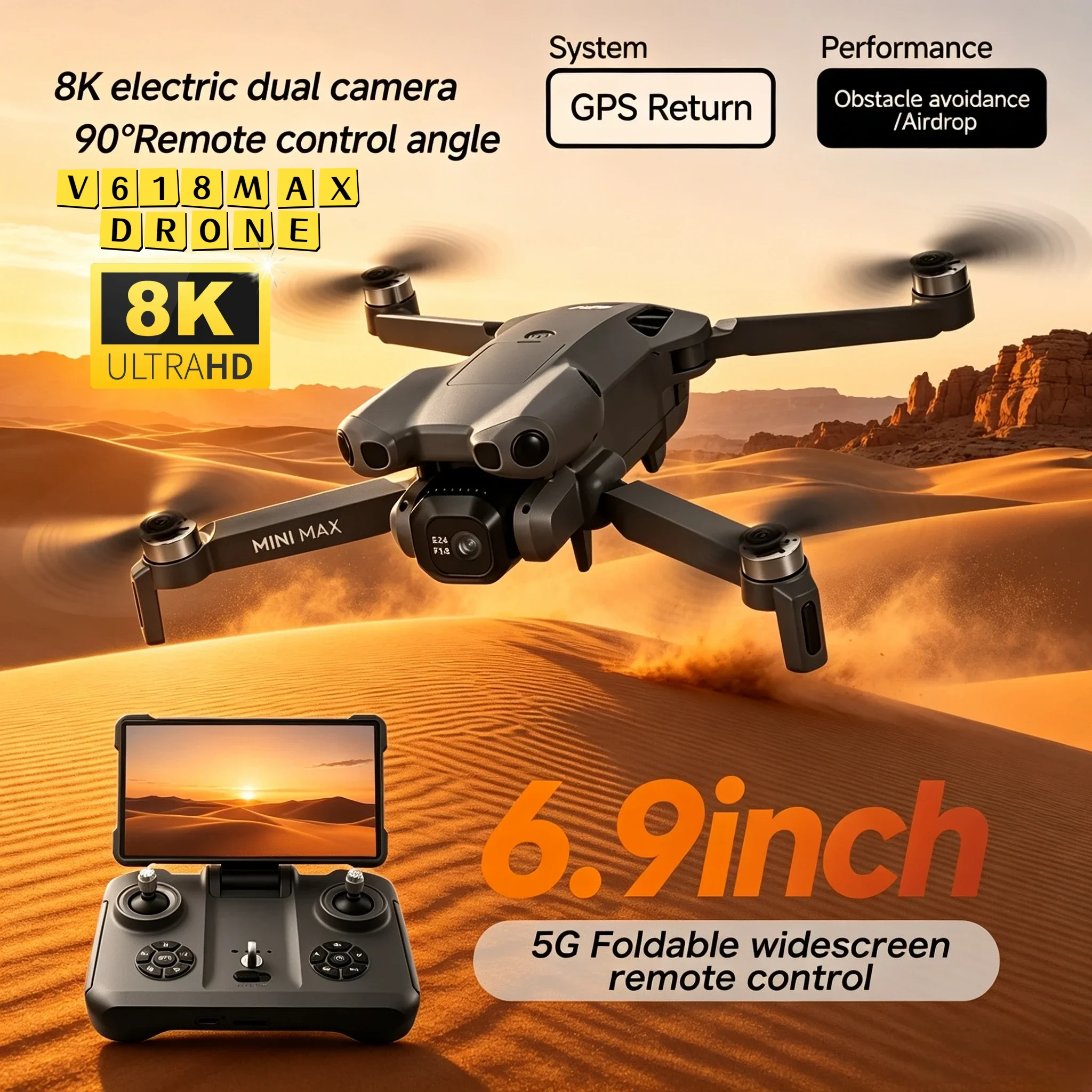 Drone Gps Mount - 4K 6K 8K Camera V618 MAX