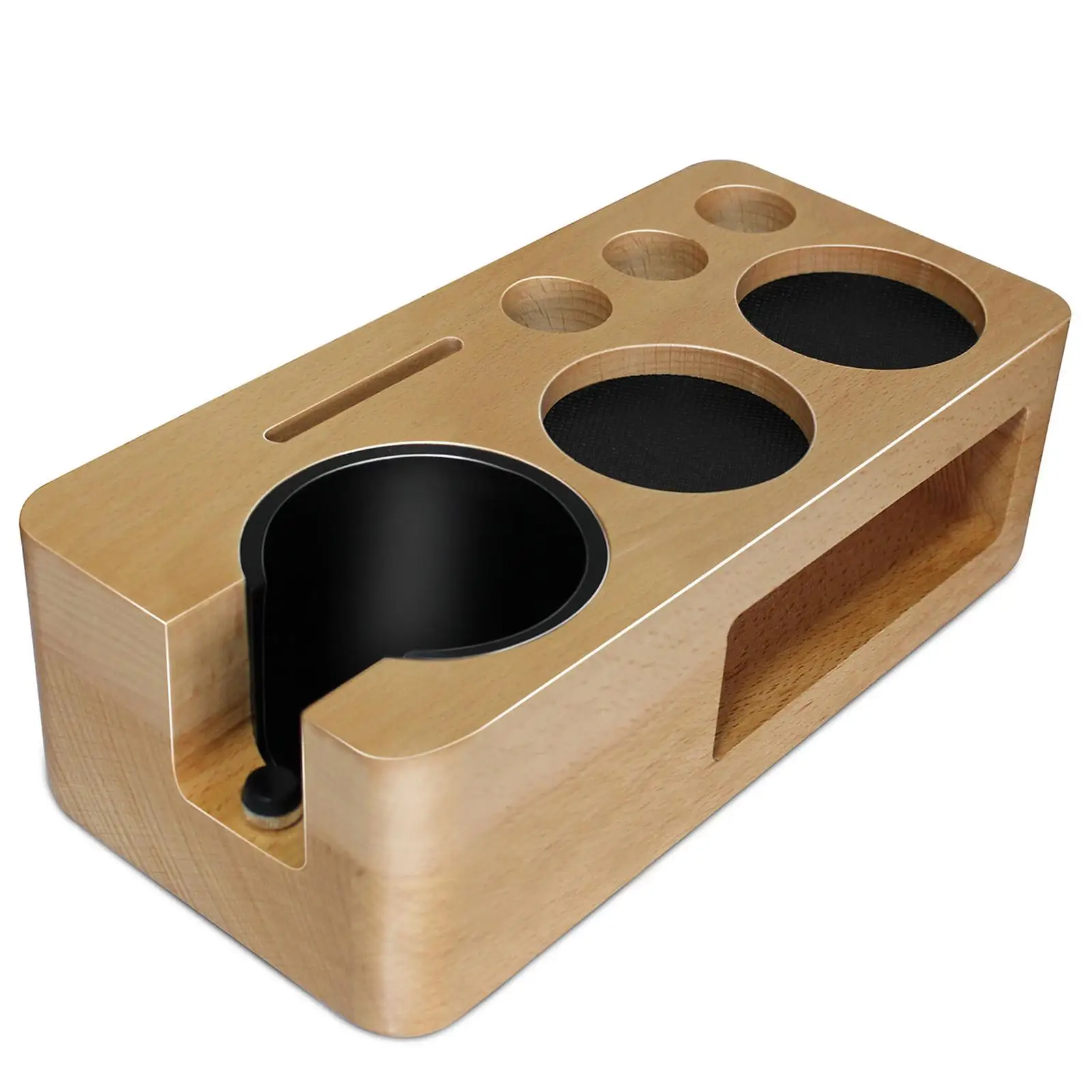 Wooden Portafilter Holder Espresso Tamper Mat Stand Coffee Tamper Stand Versatile for Bar Restaurant Kitchen Office Coffee Shop