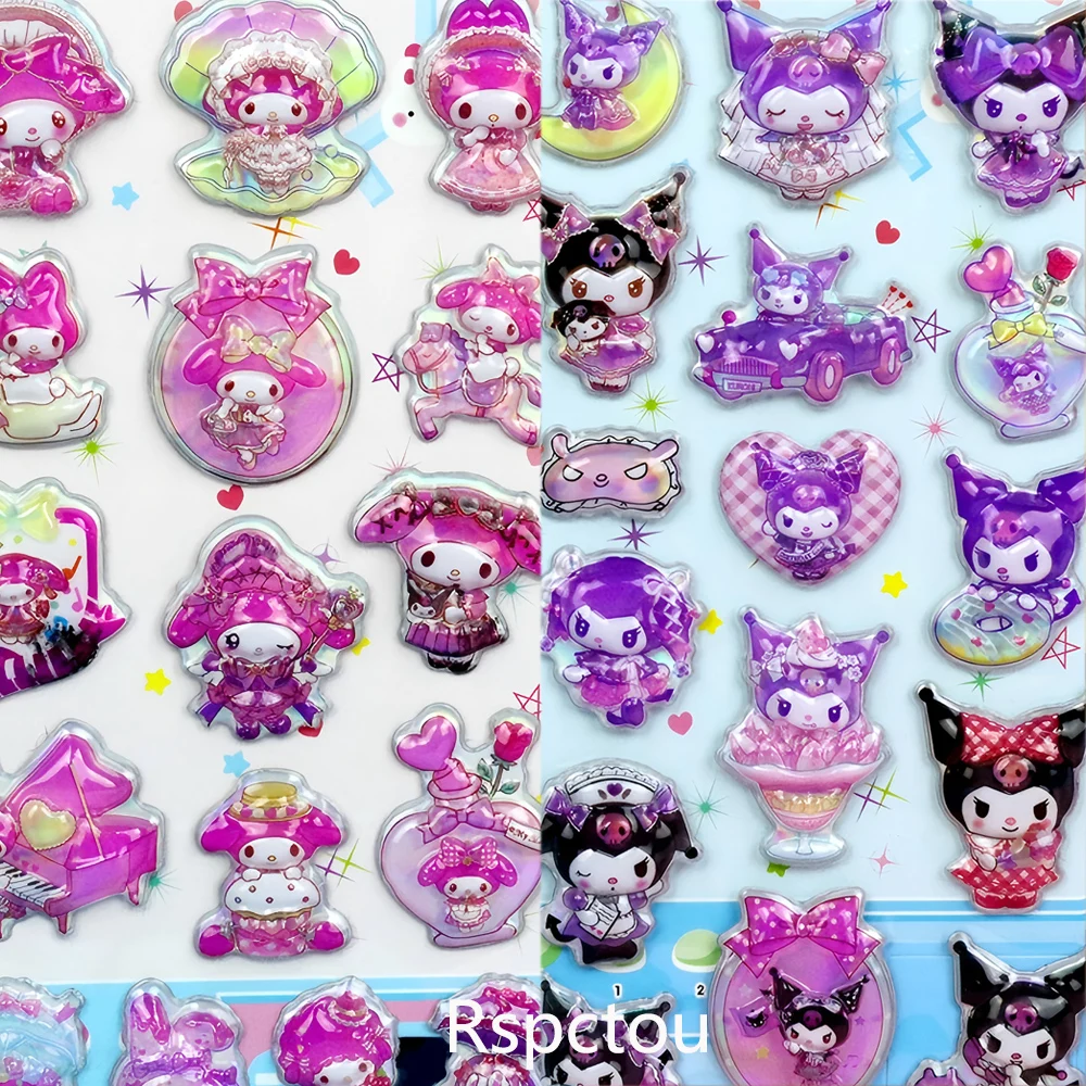 4 قطعة Kawaii الكرتون سانريو ثلاثية الأبعاد فقاعة ملصقات لطيف Kuromi بلدي ميلودي الإغاثة منتفخ ملصق سجل القصاصات الغيتار الهاتف الشارات لعبة هدية