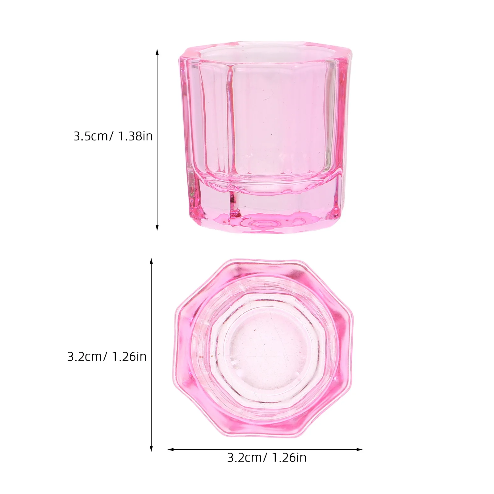 3Pcs Octagonal Glass Nail Dappen Dishes Crystal Bowls Nail Monomer Liquid Holders Powder Containers Acrylic Extension Supplies