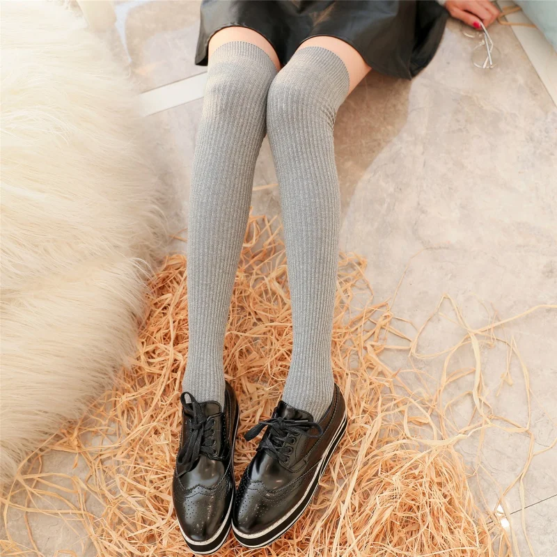 Korean Thin Vertical Stripes Knee Socks Autumn And Winter New Japanese Slim Fit Stockings College Style