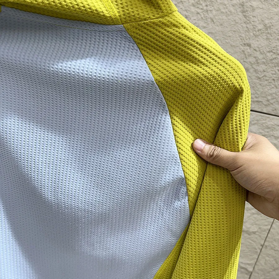 Unisex Mountain-Style Color-Block-Kapuzenpullover – Atmungsaktives Waffelstrick-Langarmshirt für Outdoor-Wanderungen & Radfahren – Detail 18