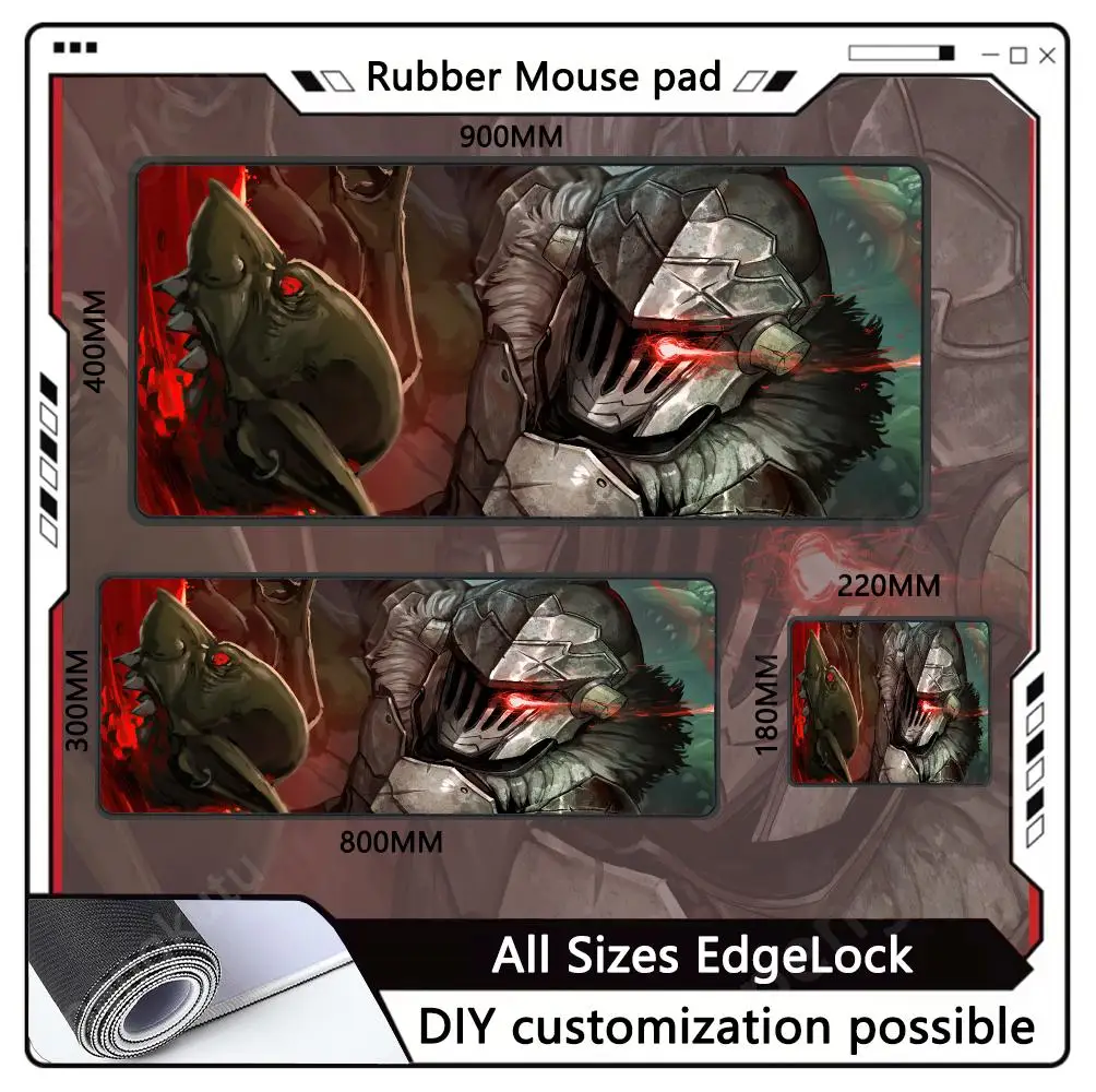 Goblin Slayer Mouse Pad Durable Desktop Pad Holiday gifts Cute Stuff Non-Slip Esports Desk Rubber Edge locking Mousemat