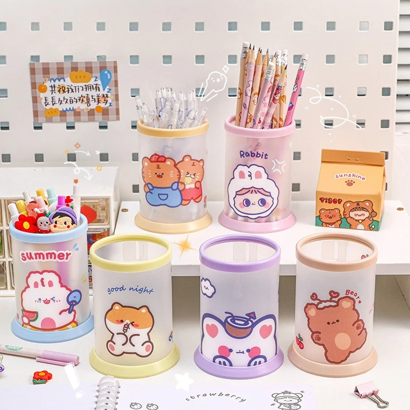Cute Cartoon Folding Pencil Holder Simple Desk Organizer Stationery Storage Box for Student Office Kids Multifunctional Gift​