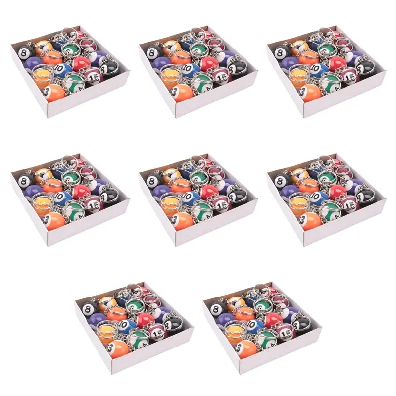 

【BIG SALE】Colorful Billiard Ball Keychain Set 128 Pcs,Mini Magic Key Chain Balls Eightball Billar Billiards Chains Accessories