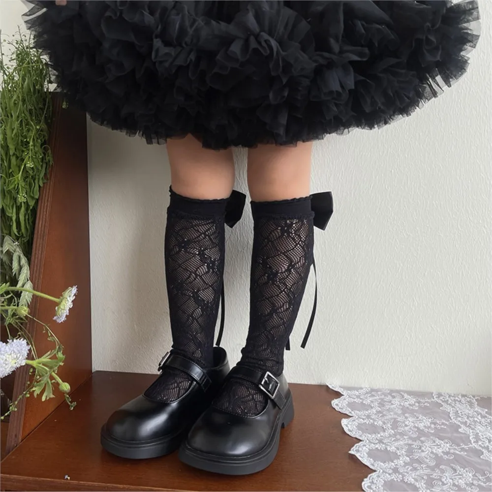Ruban à nœud en dentelle, belle princesse vent fille enfants bébé étudiant tube pile chaussettes.