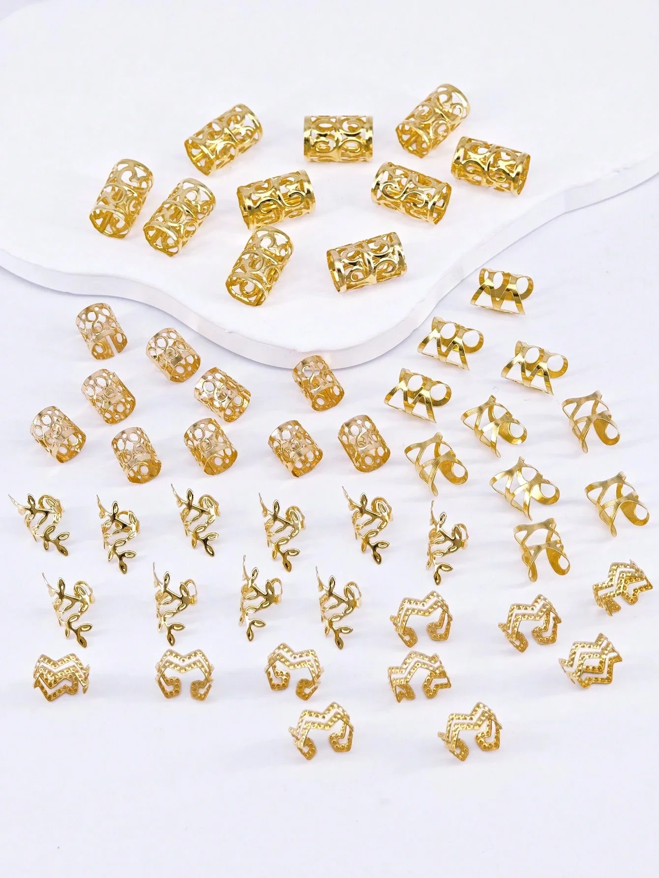 

50pcs Bohemian Vintage Hollow Metal Dreadlock Beads Hair Accessories For Adults