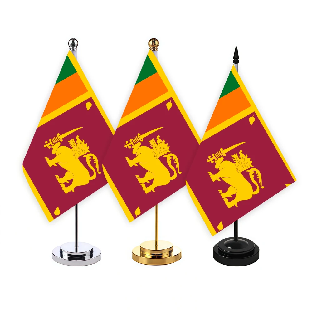CYPOMELO office desk flag Sri Lanka flag 14x21cm Sri Lanka desktop small decorative flag (with flagpole)