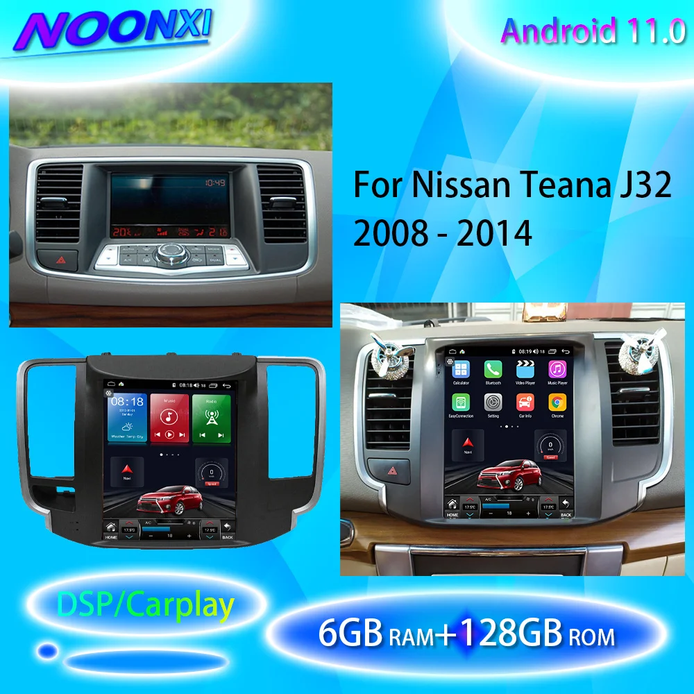 

Автомагнитола для Nissan Teana J32 Cedric 2008-2012, экран Tesla, стерео, мультимедийный плеер, GPS-навигация, DVD-головное устройство 128G, Android 11